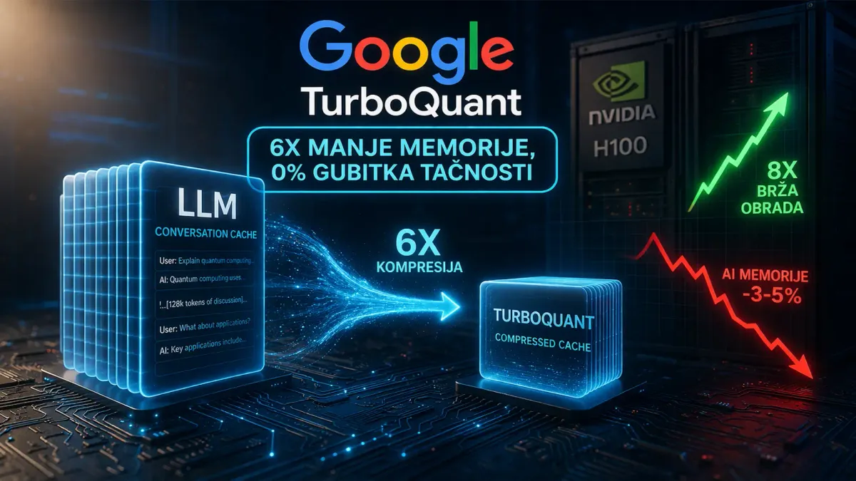 Google TurboQuant smanjuje memoriju LLM-a 6x bez gubitka tačnosti